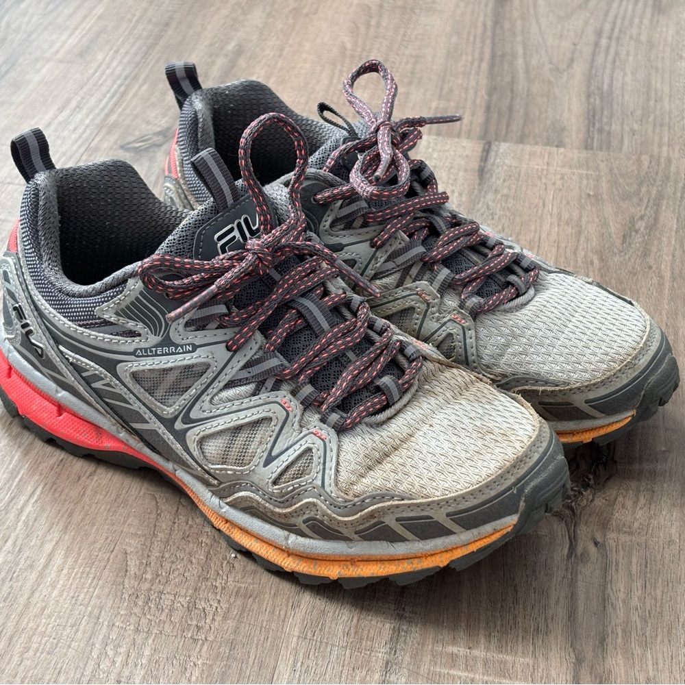 Fila Women's Gray and Orange Trail Running Shoes